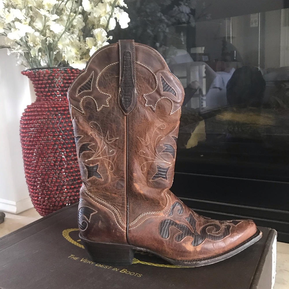 Genuine Brown Leather Cowgirl Boot